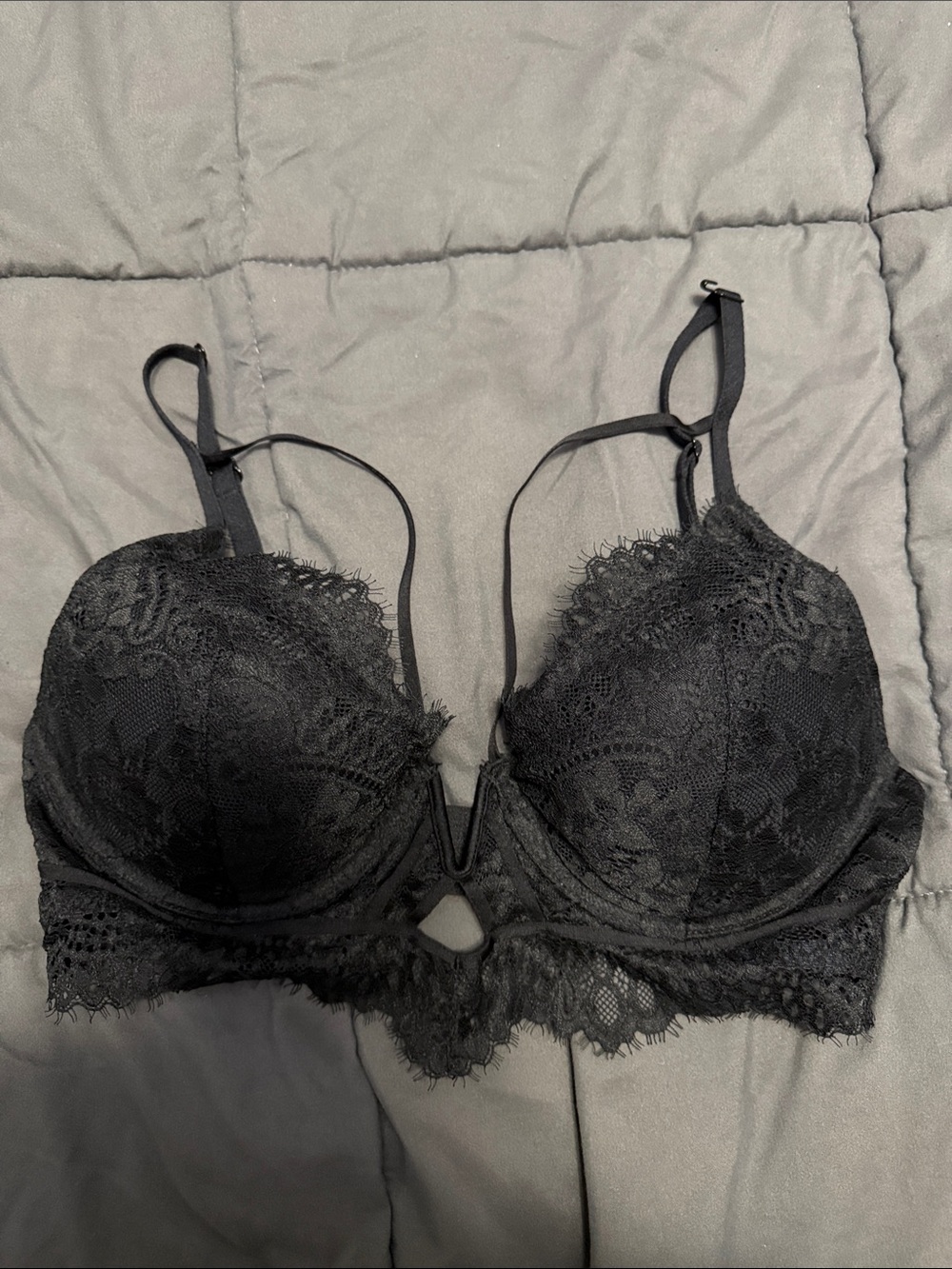 La SENZA Black Lace Push-Up Bra with Strappy Accent